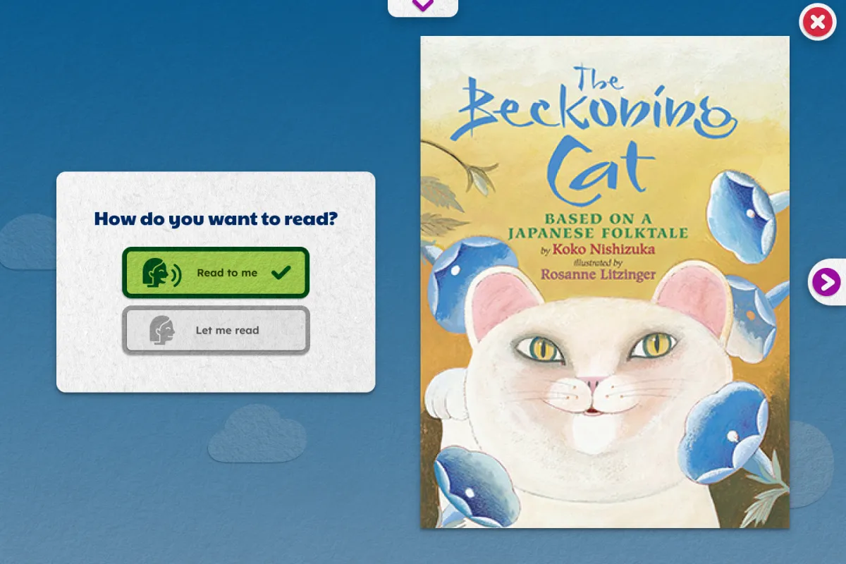 Screenshot of the selected book page with read aloud option