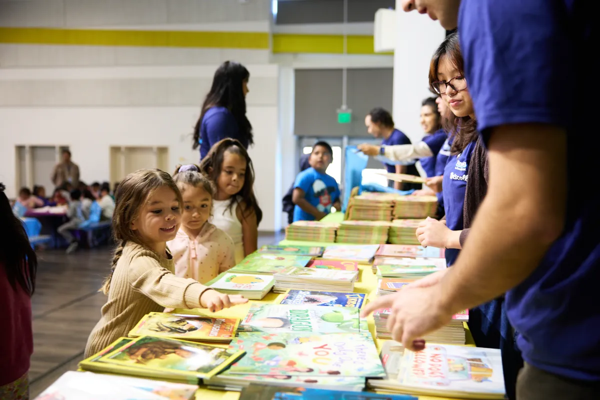 Girls picking their books