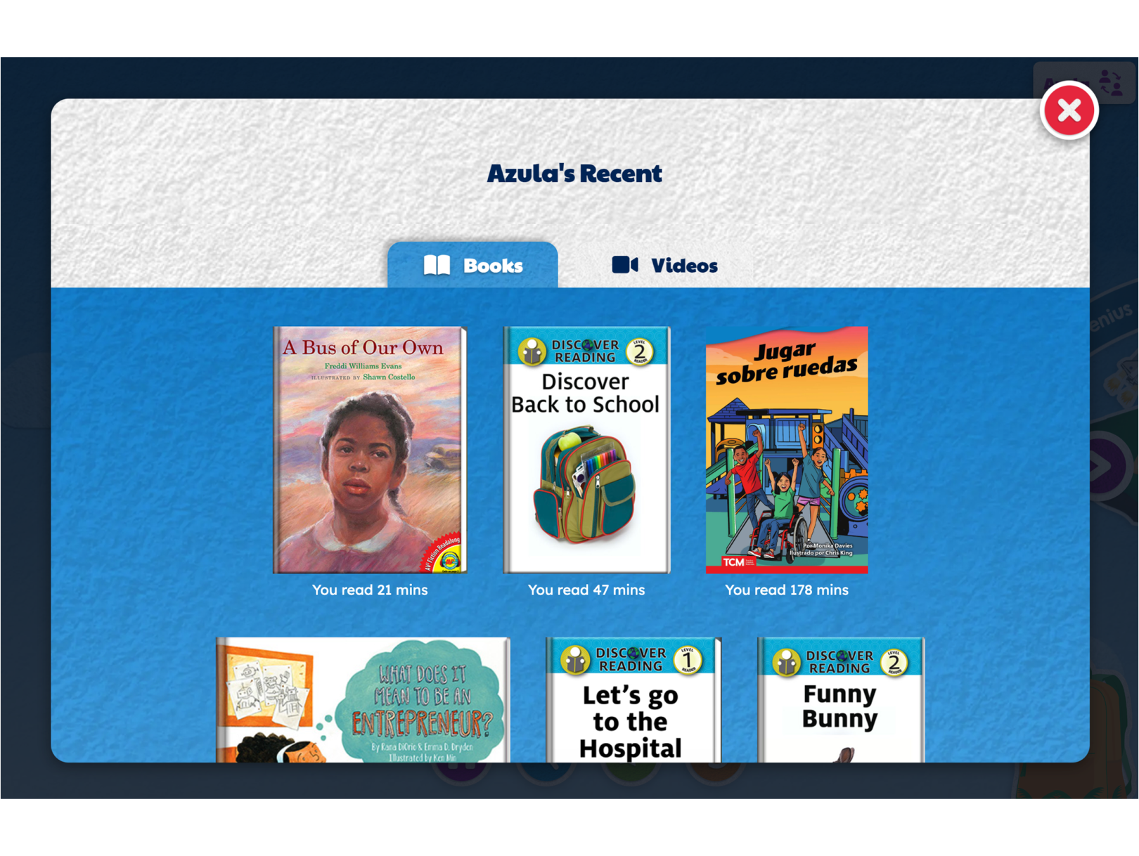 Screenshot of the Recents page on Skybrary app