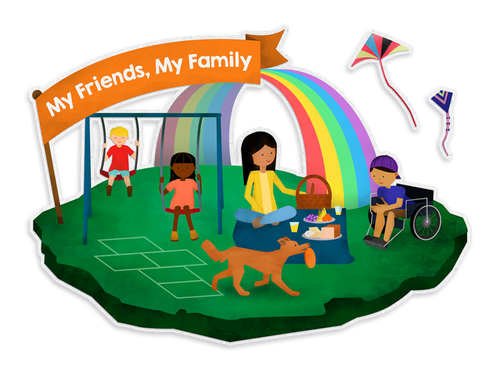 Illustration of My Friends, My Family island