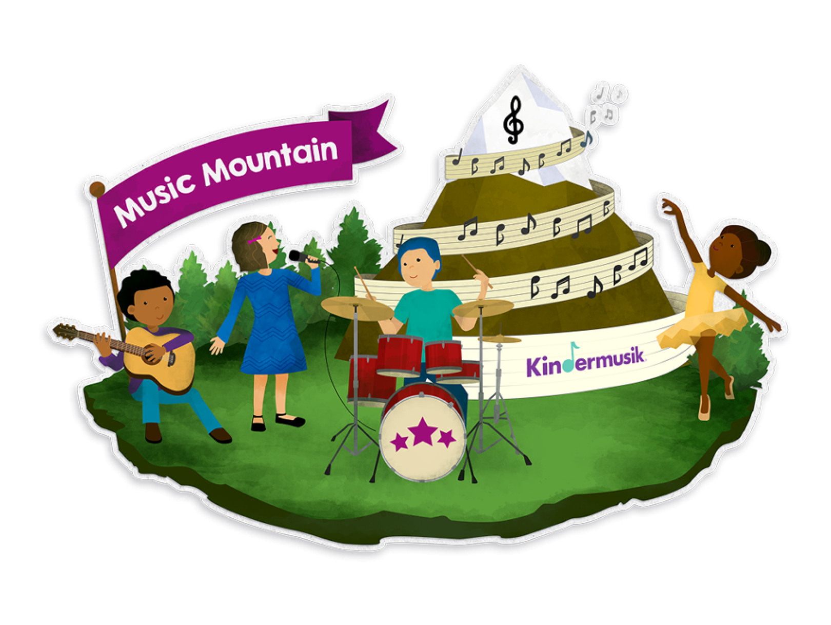 Illustration of Music Mountain island