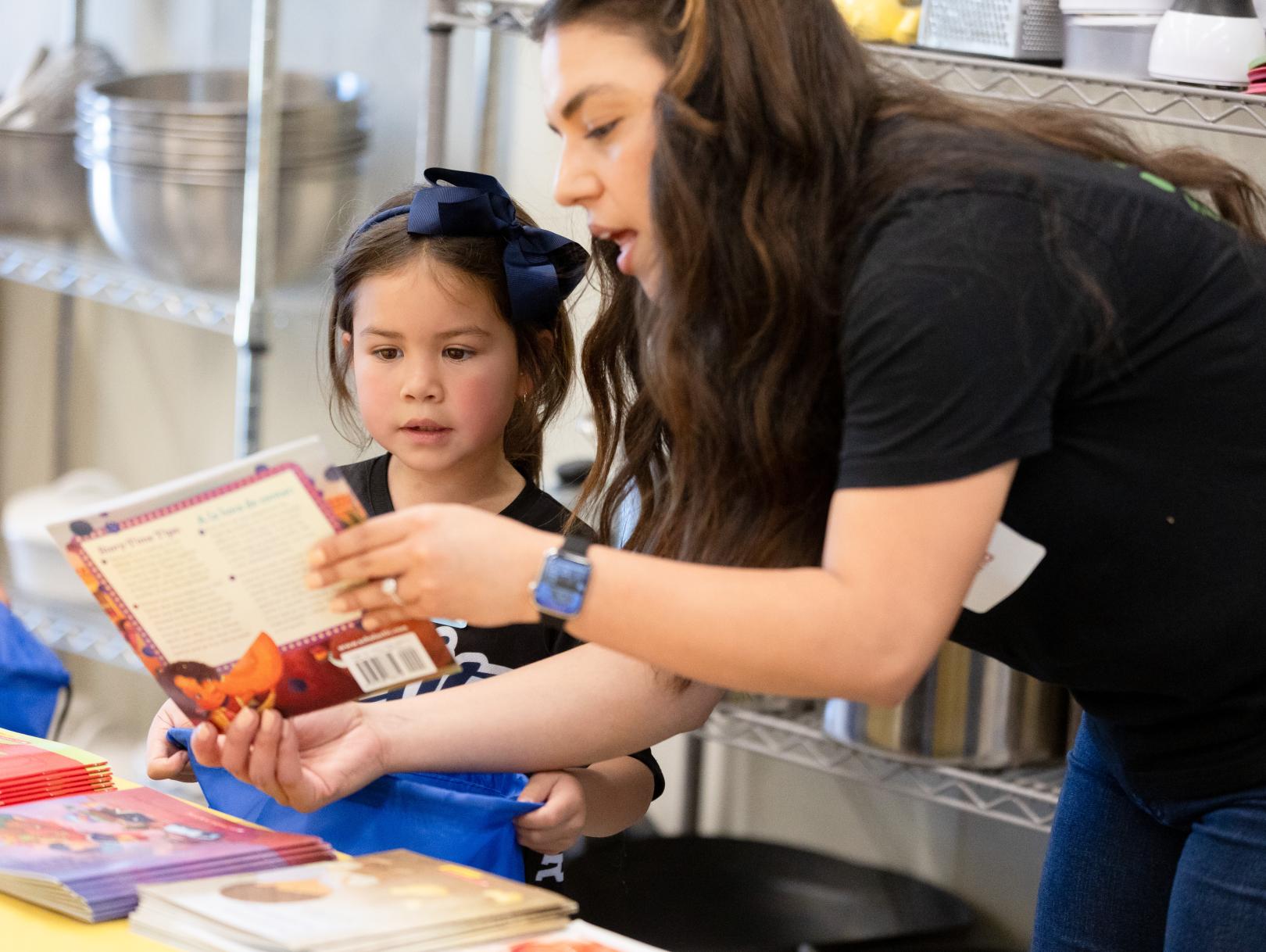 Girl looking at books