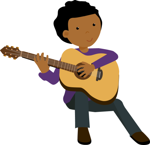 Illustration of child playing the guitar
